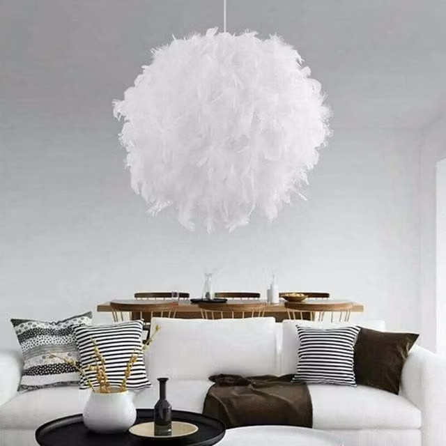 Kelvenix Feather Round Ceiling Light Shade in White