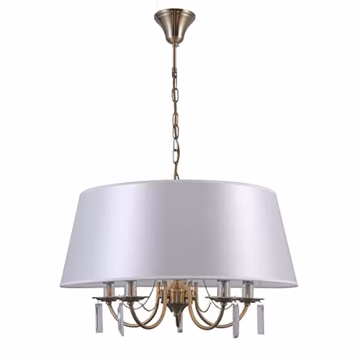 Italux Solana Classic 5 Light Multi Arm Pendant Ceiling Light, E14, Grey and Gold/Brass – 1