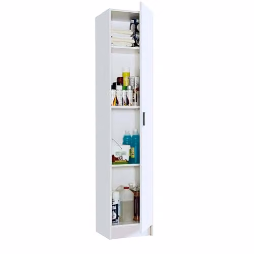CALICOSY CÉLIAN 1-Door White Modern Storage Column, Height: 180 cm