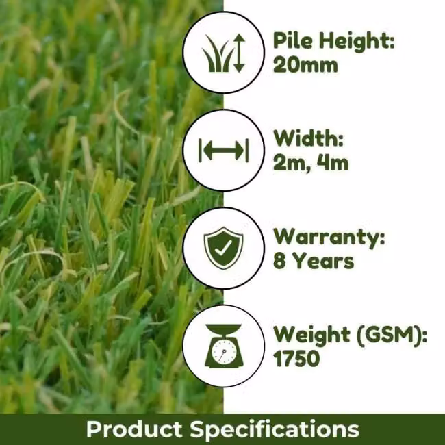 Artificial Grass GB Super Lawn 20mm Artificial Grass in Green, W: 200 cm, D: 400 cm – 4