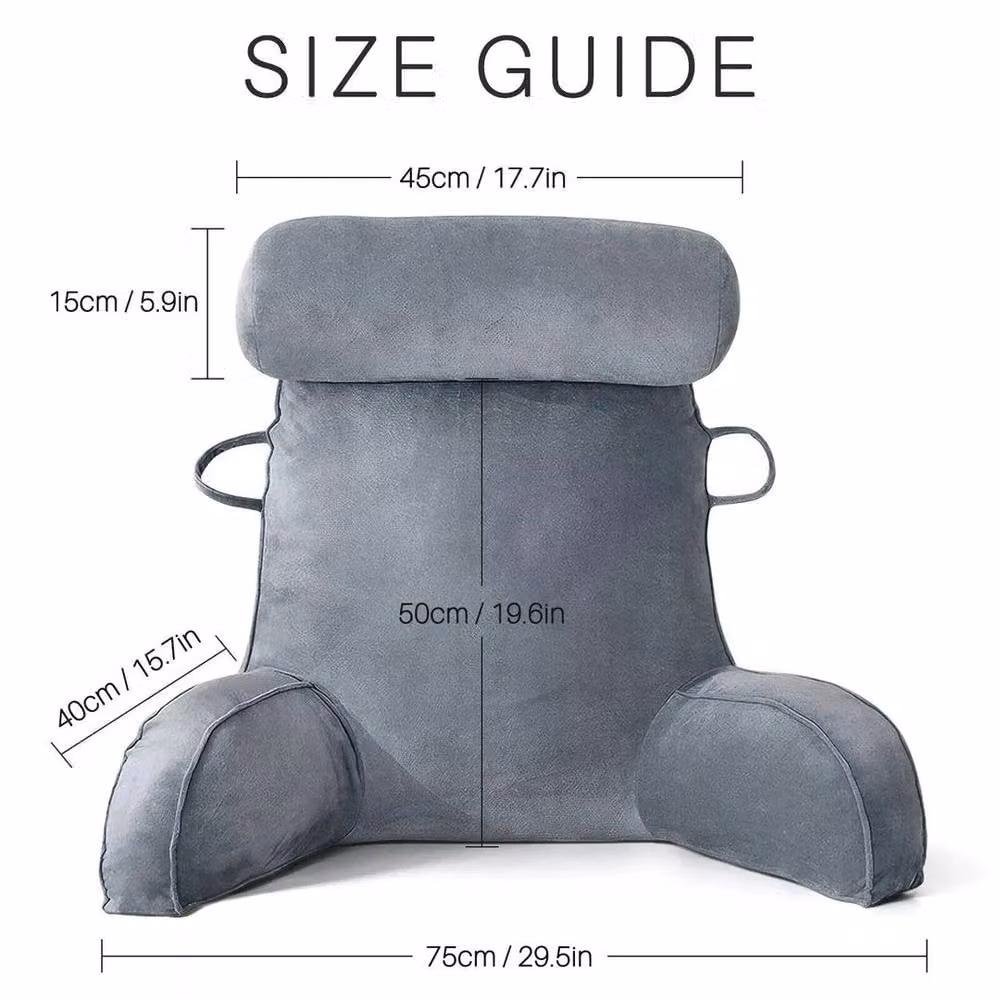 SPETLEK Grey Wedge Bed Reading Pillow with Removable Polyester Cover – 2