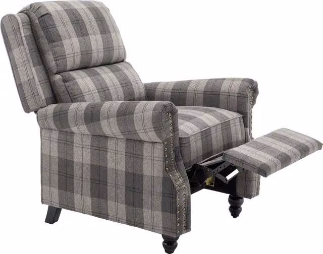 Kidkid Modern Striped Fabric Upholstered Sofa with Adjustable Headrest in Black and Grey