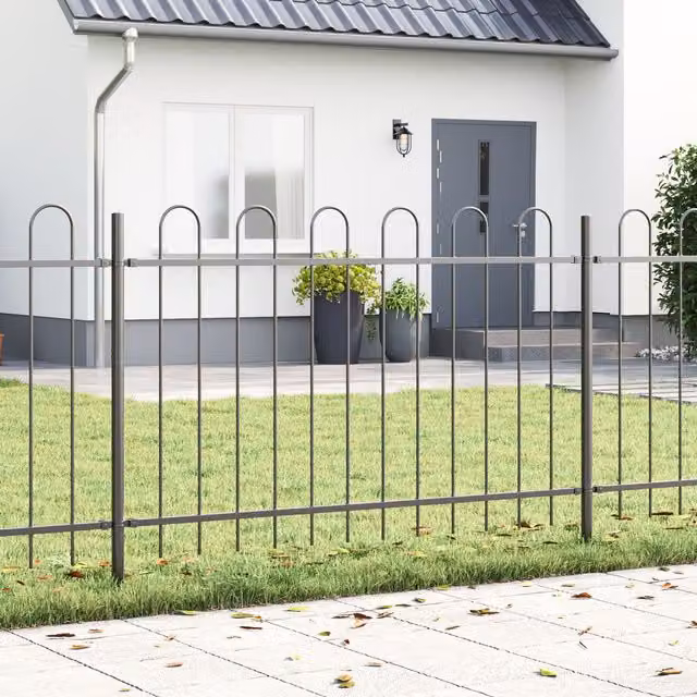Berkfield Grey Steel Hoop Top Garden Fence – 1