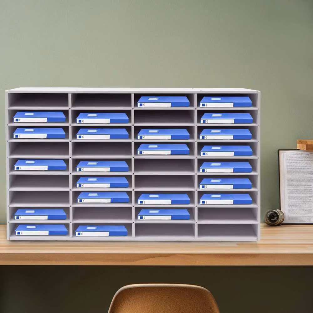 Ventryn 36 Slot Literature File Organizer and Office Mailbox Storage Rack in White – 4