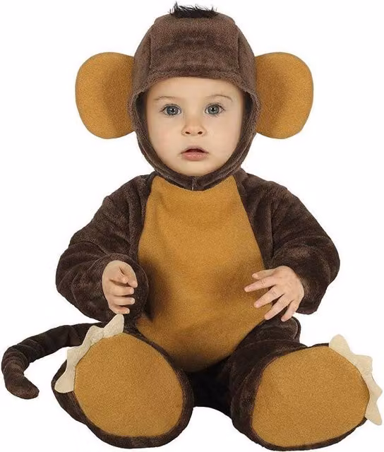 Fiestas Guirca Baby Monkey Costume Set in Brown and Multicolour