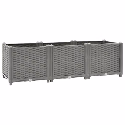 vidaXL Revera Rectangular Raised Bed in Grey Polypropylene W/D/H: 120 x 40 x 38 cm – 1