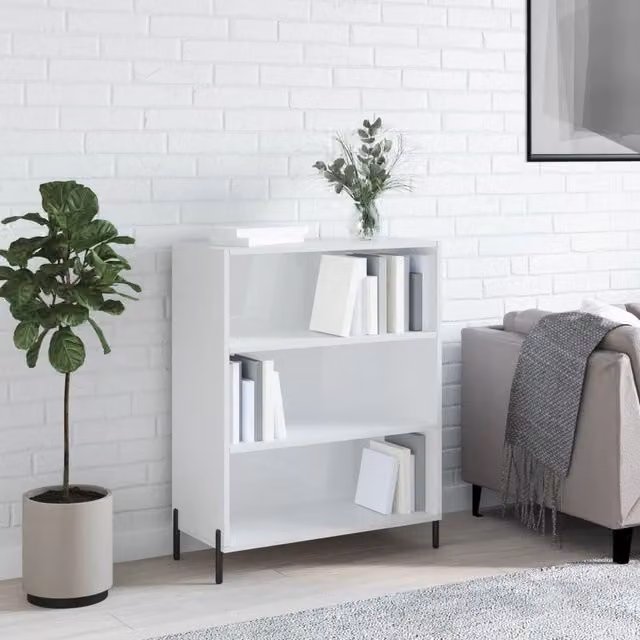 Berkfield Home High Gloss White Shelf Cabinet W/D/H: 69.5 x 32.5 x 90 cm – 1