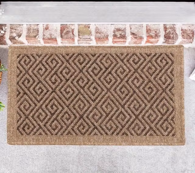 Desire Rugs Modern Geometric Jute Machine Woven Indoor-Outdoor Rug, Brown, W: 50 cm, D: 80 cm