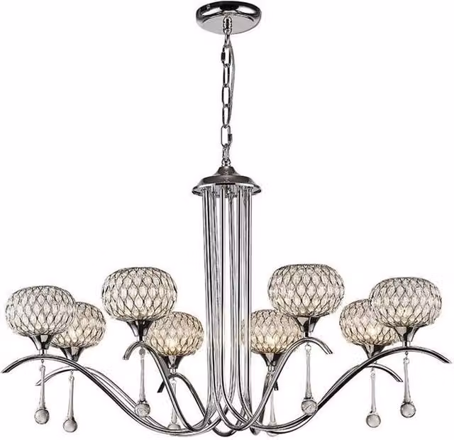 Netlighting Chelsie 8 Light Ceiling Pendant in Polished Chrome and Clear Glass