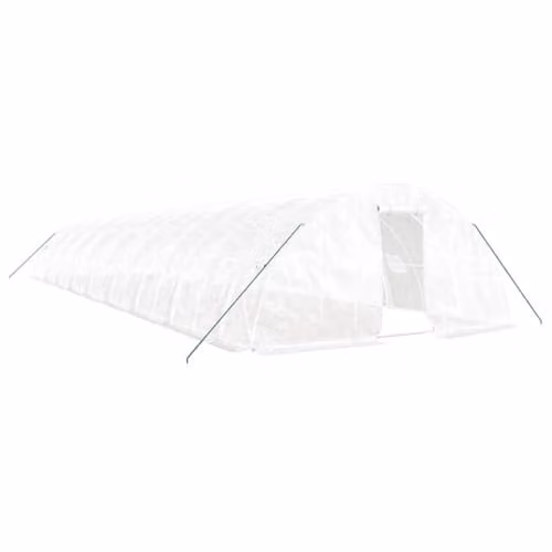 vidaXL Greenhouse with Steel Frame, White, W: 18 m, D: 5 m, H: 2.3 m – 1