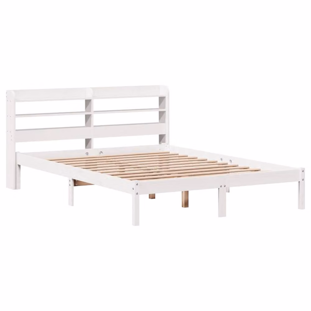 Berkfield Home Rustic White Solid Pine Bed Frame with Side Compartments, 140 x 200 cm – 2