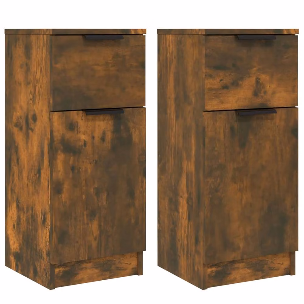 Berkfield Home Set of 2 Smoked Oak Sideboards in Brown, W/D/H: 30 x 30 x 70 cm – 2