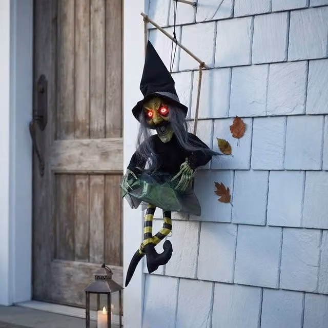 Garden Greatness Hanging Animated Kicking Witch on Swing, Multicolour