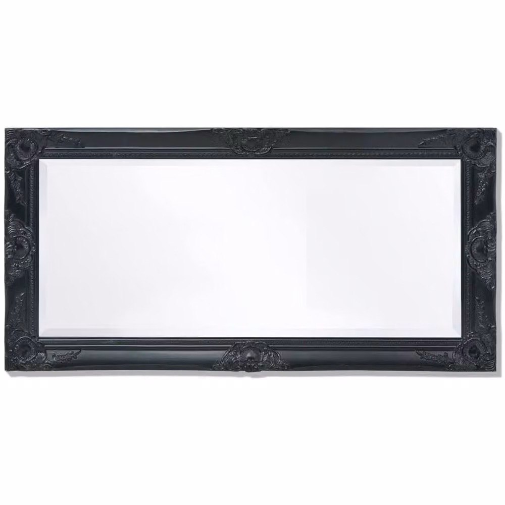 Berkfield Home Baroque Style Classic Wall Mirror in Black, W 100 cm x H 50 cm – 5