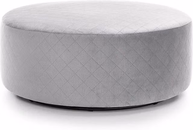 Abakus Direct Chicago Large Quilted Swivel Footstool in Light Grey Velvet