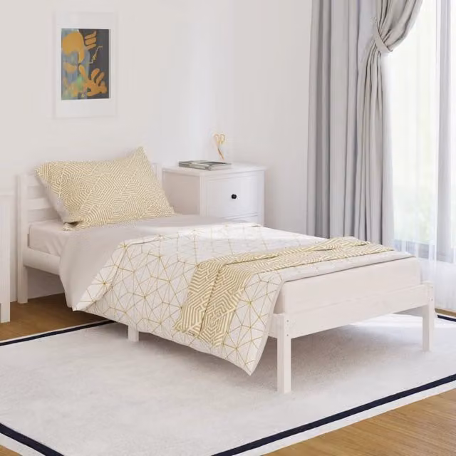 Berkfield Home Rustic Solid Wood Pine Day Bed, White, W/D/H: 90 x 200 cm