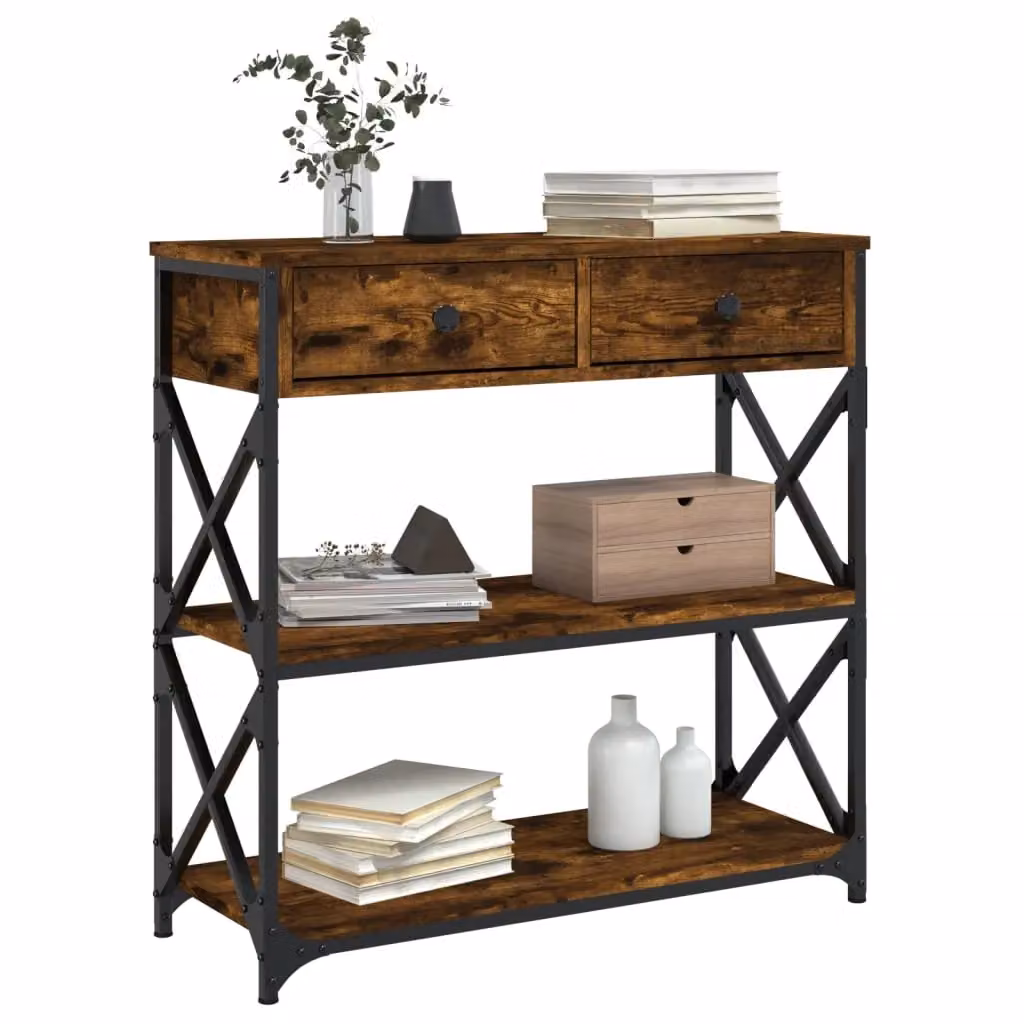 Berkfield Home Smoked Oak Console Table in Brown, W/D/H: 75 x 28 x 75 cm – 3