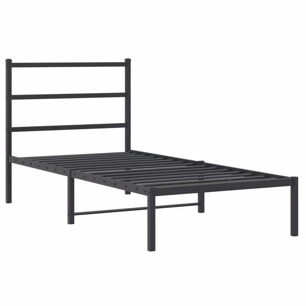 Berkfield Home Metal Bed Frame with Headboard in Black, W/D/H: 90 x 190 cm – 2