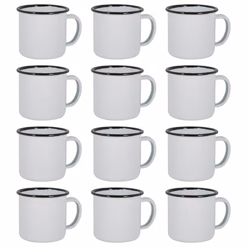 Argon Tableware Enamel Espresso Cup Set, Black, 130ml, Set of 12 – 1