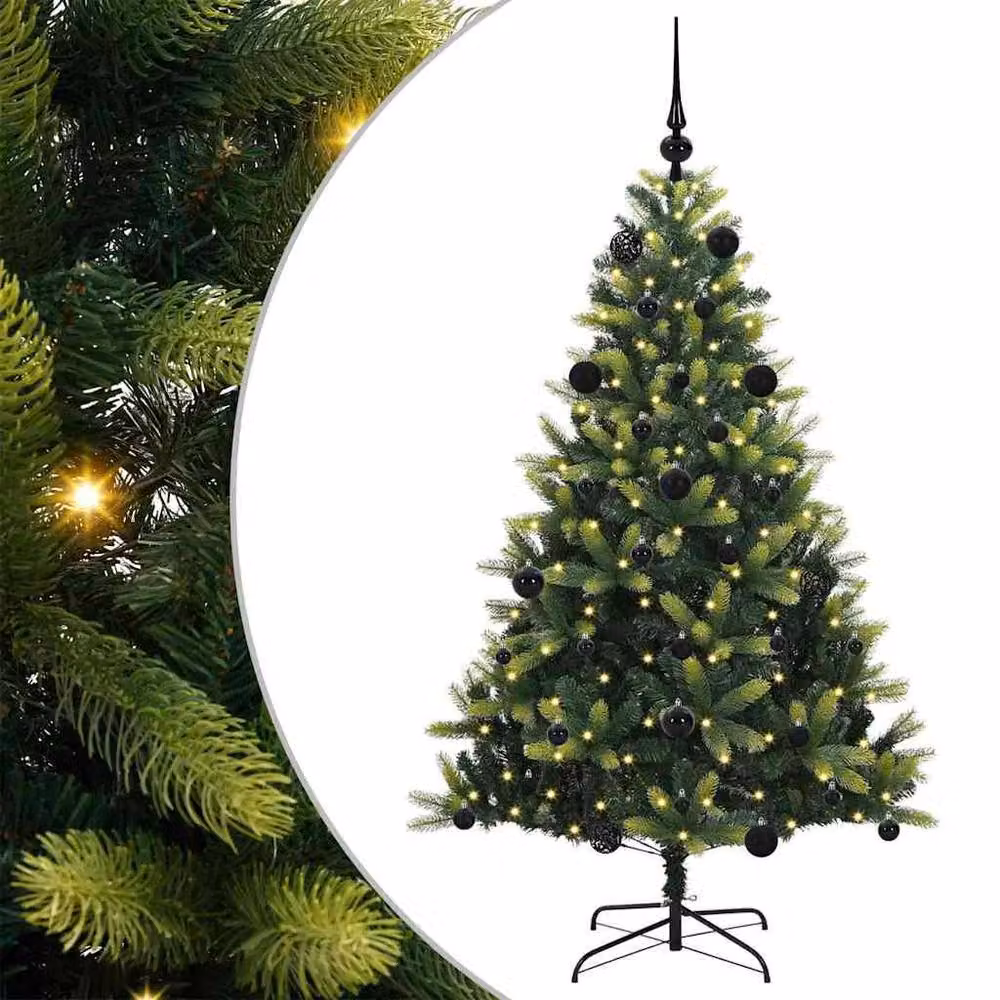 Berkfield Home Realistic Artificial Hinged Christmas Tree with 150 LEDs, Green, Height: 150 cm – 3