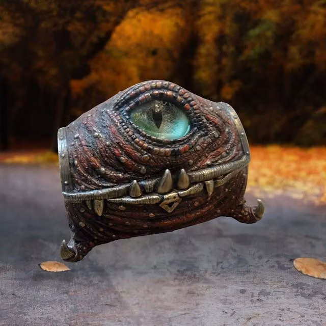 Nemesis Now Ruby Dragon Eye Trinket Box in Red, Black and Brown, Height: 16.5 cm