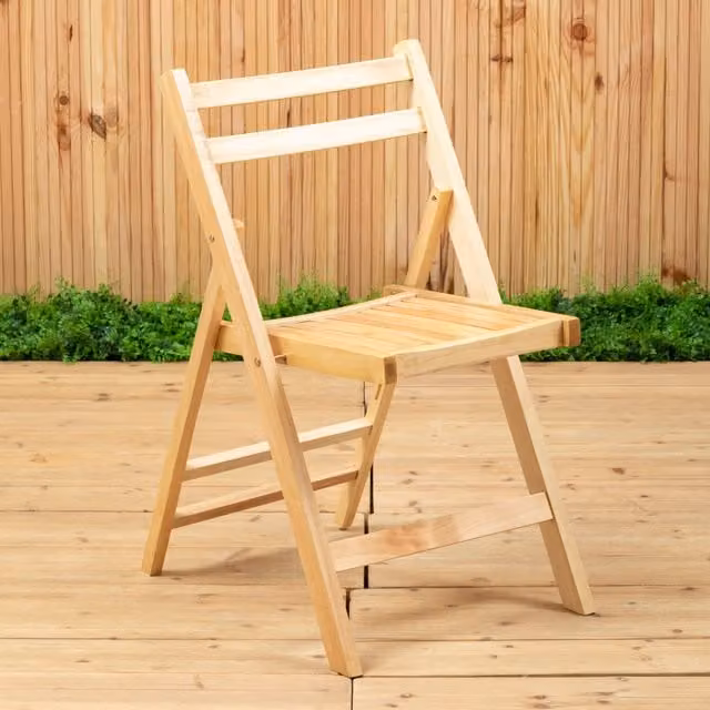 Orsina Scandinavian Style Wooden Folding Garden Chair in Brown and Beige