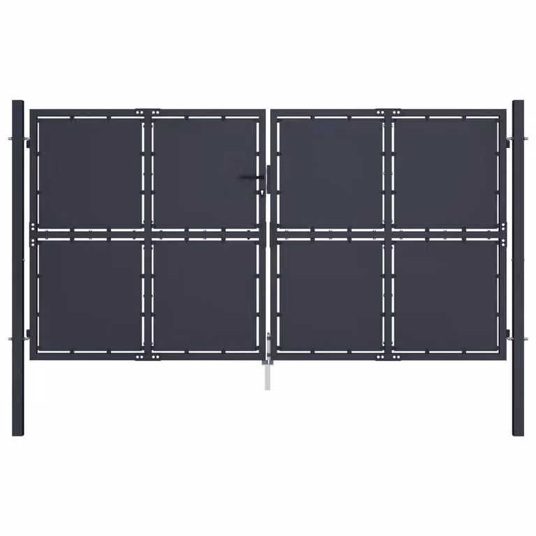 Berkfield Home Sturdy Steel Garden Gate in Anthracite Grey, W: 300 cm, H: 150 cm