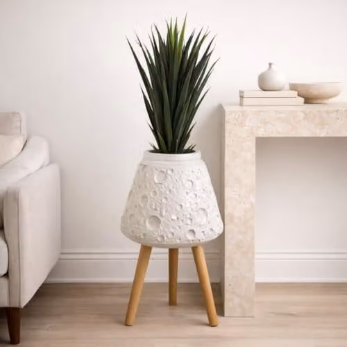 Leaf Moon White Floral Planter with Stand, W/D/H: 40 x 40 x 62 cm – 1
