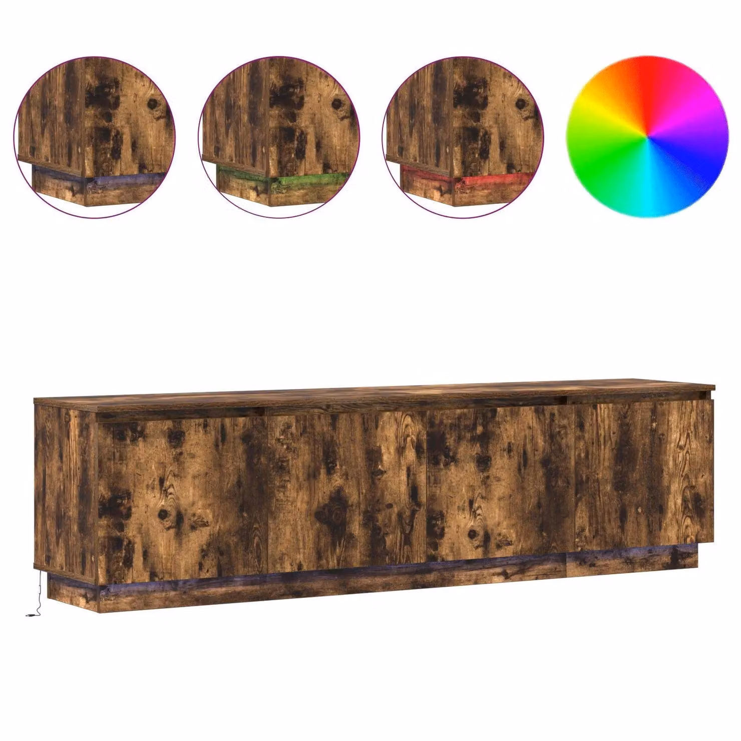 Berkfield Home Modern TV Cabinet in Smoky Oak Brown with Integrated LED Lighting, W/D/H: 180 x 38 x 49 cm – 3