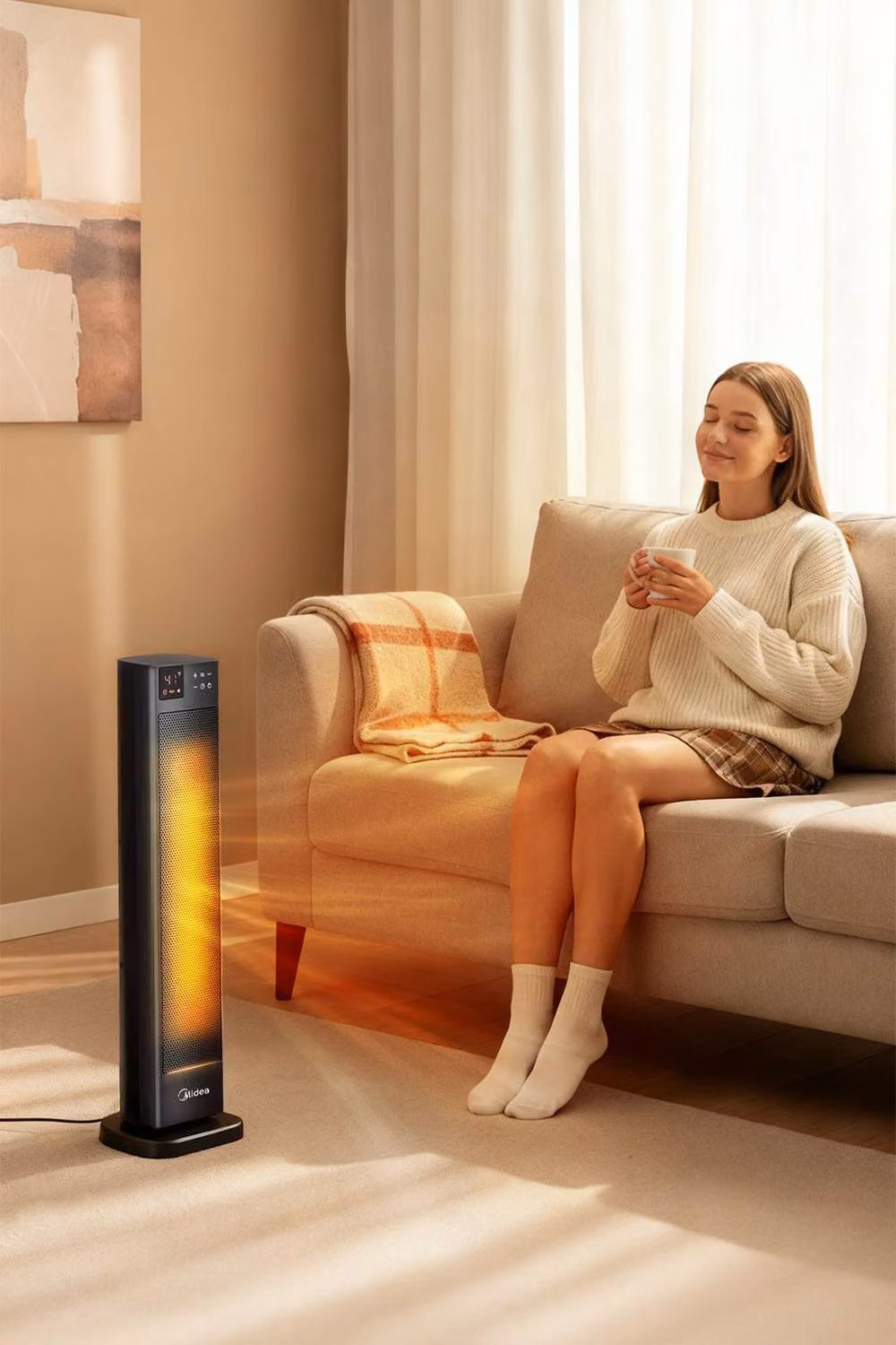 Living and Home 2KW PTC Ceramic Fan Tower Heater with Remote Control and Overheat Protection, Black – 5