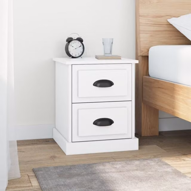 Berkfield Home Set of 2 White Bedside Cabinets, W/D/H: 39 x 39 x 47.5 cm – 1