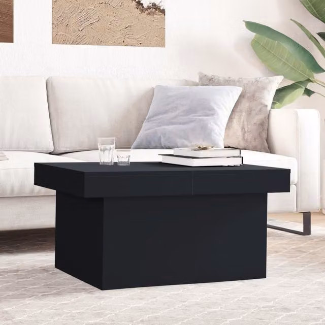 Berkfield Home Black Modern Rectangular Coffee Table W/D/H: 80 x 55 x 40 cm – 1