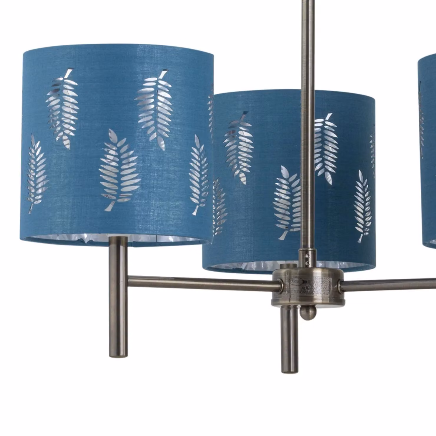 First Choice Lighting Brea Set of 2 Antique Brass Ceiling Light Fittings with Teal Fabric Shades – 2