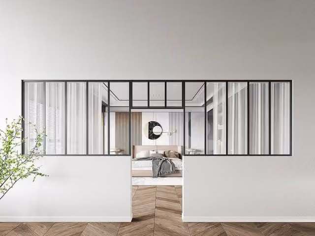 Vente-unique Set of 2 Studio-Style Glass and Powder Coated Aluminium Panels in Black