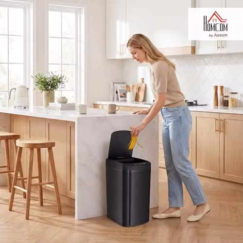 HOMCOM 12L Automatic Touchless Motion Sensor Kitchen Bin, Black, W/D/H: 28 x 41 x 22 cm – 2