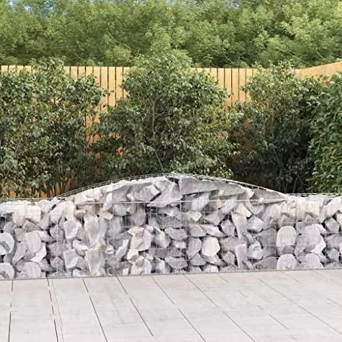 vidaXL 25-piece Arched Gabion Baskets in Silver Galvanised Steel, W/D/H: 400 x 50 x 60/80 cm – 2