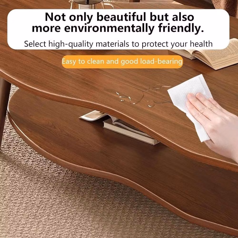 Hinsinc Modern 2-Tier Oval Wooden Coffee Table in Brown – 5