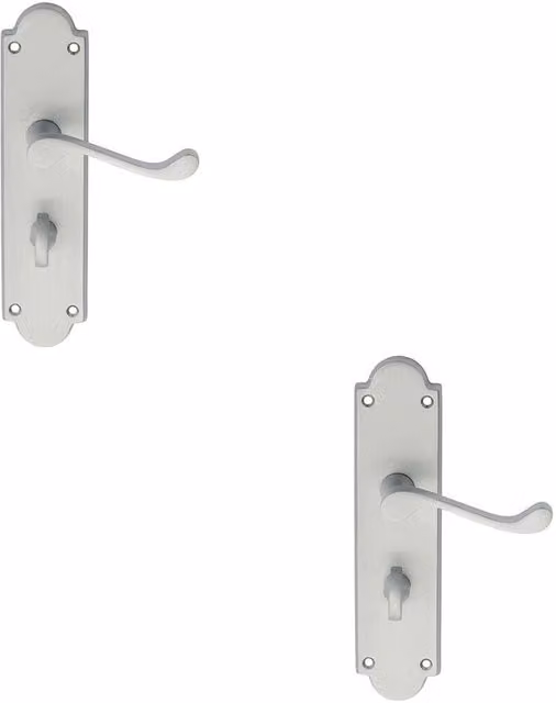 Loops Victorian Scroll Bathroom Handle with Backplate, 2 Pairs, Satin Chrome, W: 20.5 cm, H: 20.5 cm