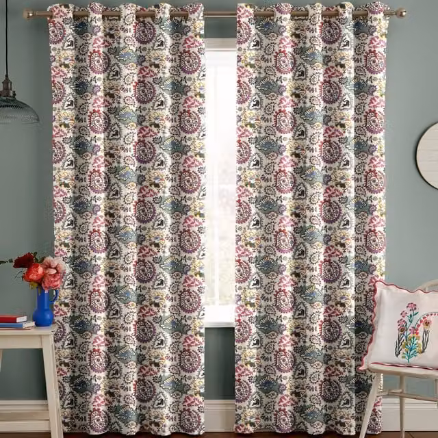 Cath Kidston Paisley Made to Measure Blackout Cotton Eyelet Curtains in Multicolour