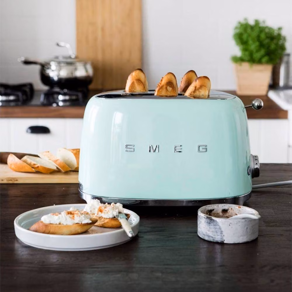 Smeg Variable Kettle and 2 Slice Toaster Set in Light Green with Stainless Steel Accents – 2