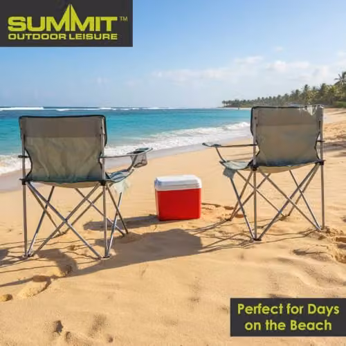 VFM e-Store Folding Camping Chair with Cup Holder and Carry Bag, Grey, H 81 cm x W 51 cm – 4