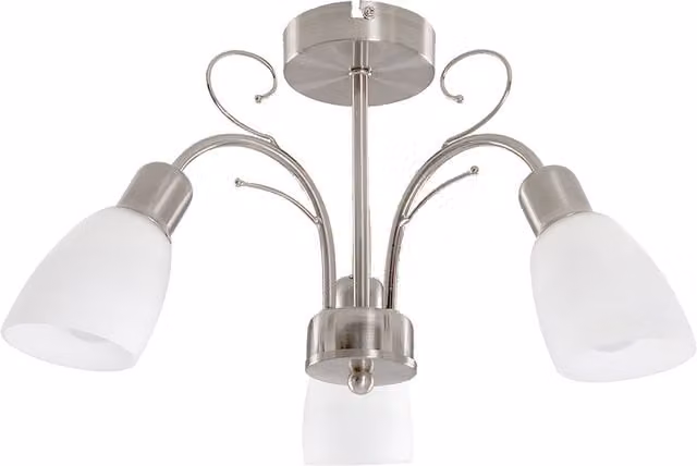 Newlyn 3 Way Brushed Chrome Ceiling Bar Light with White Glass