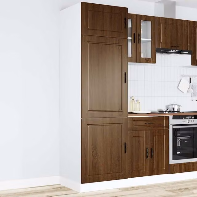 Berkfield Home Porto Modern Kitchen Wall Unit in Brown Oak MDF – 1