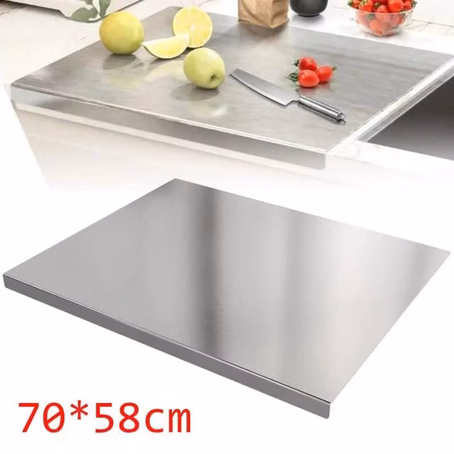 SPETLEK Silver 304 Stainless Steel Folded Rectangular Cutting Board W: 70 cm, D: 58 cm