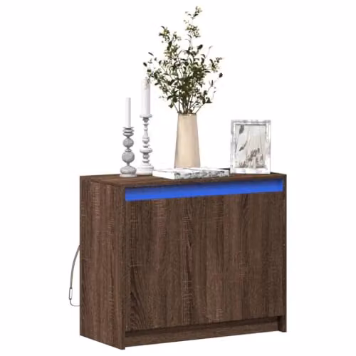 vidaXL Modern Sideboard with Integrated LED Lighting in Brown Oak, W/D/H: 72 x 34 x 61 cm – 4