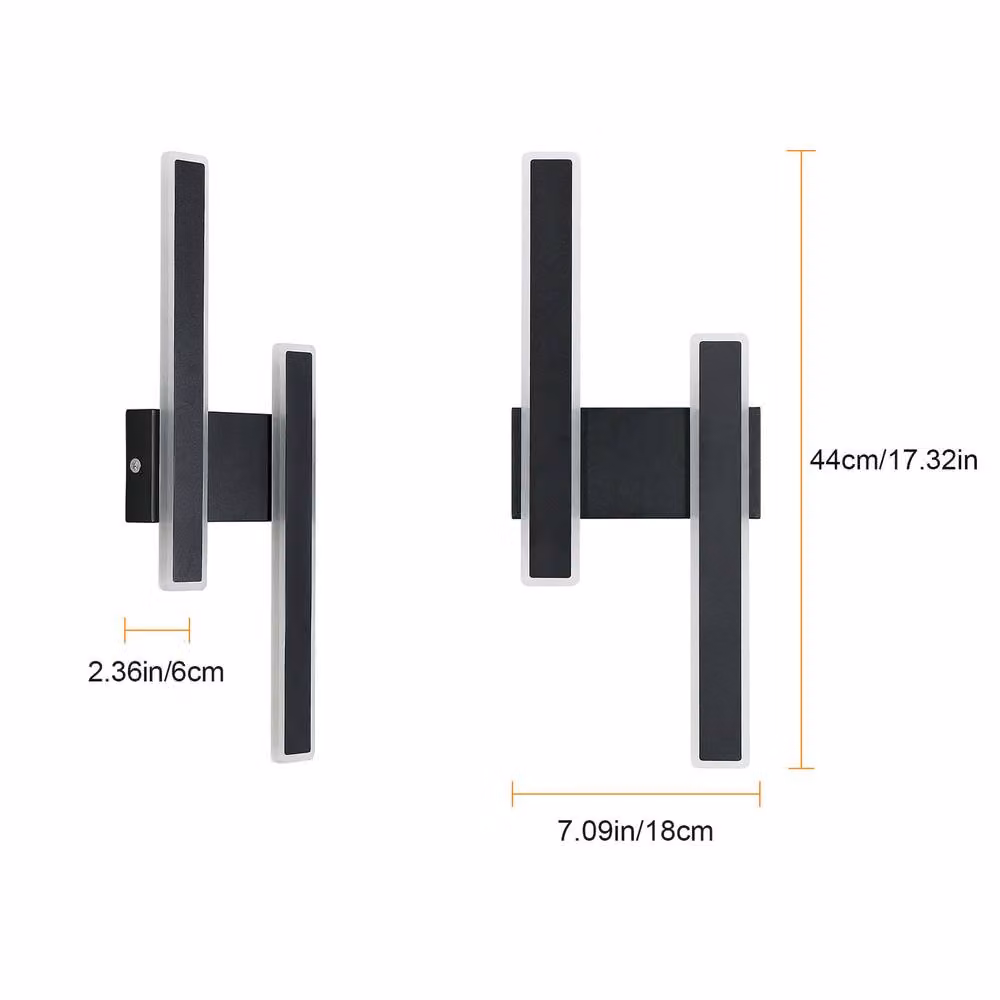 Goeco Modern Black Aluminium LED Wall Light with 4500K Cool White Up and Down Lighting – 3
