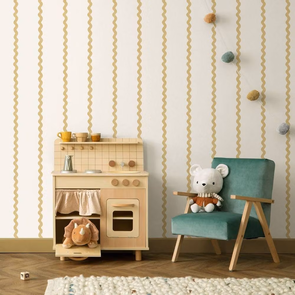 Holden Decor Do The Wiggle Stripe Wallpaper in Yellow – 2