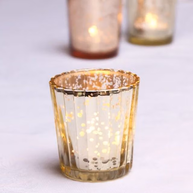 Apac Dappled Gold Glass Tealight Votive Holder