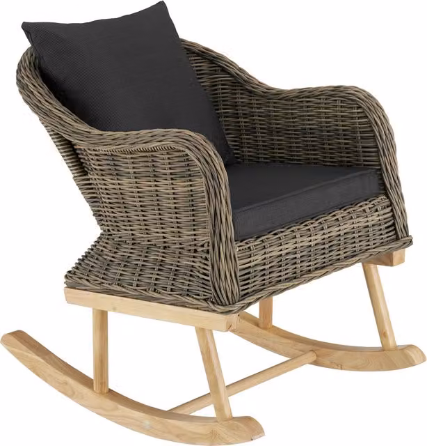 Tectake Rovigo Garden Chair in Nature Beige, Yellow and Grey Rattan and Metal