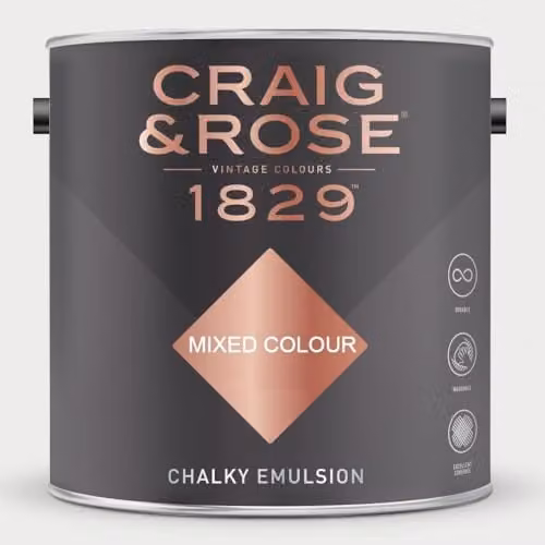 Craig & Rose 1829 Chalky Emulsion White Matt Water Based Paint, 2.5 l